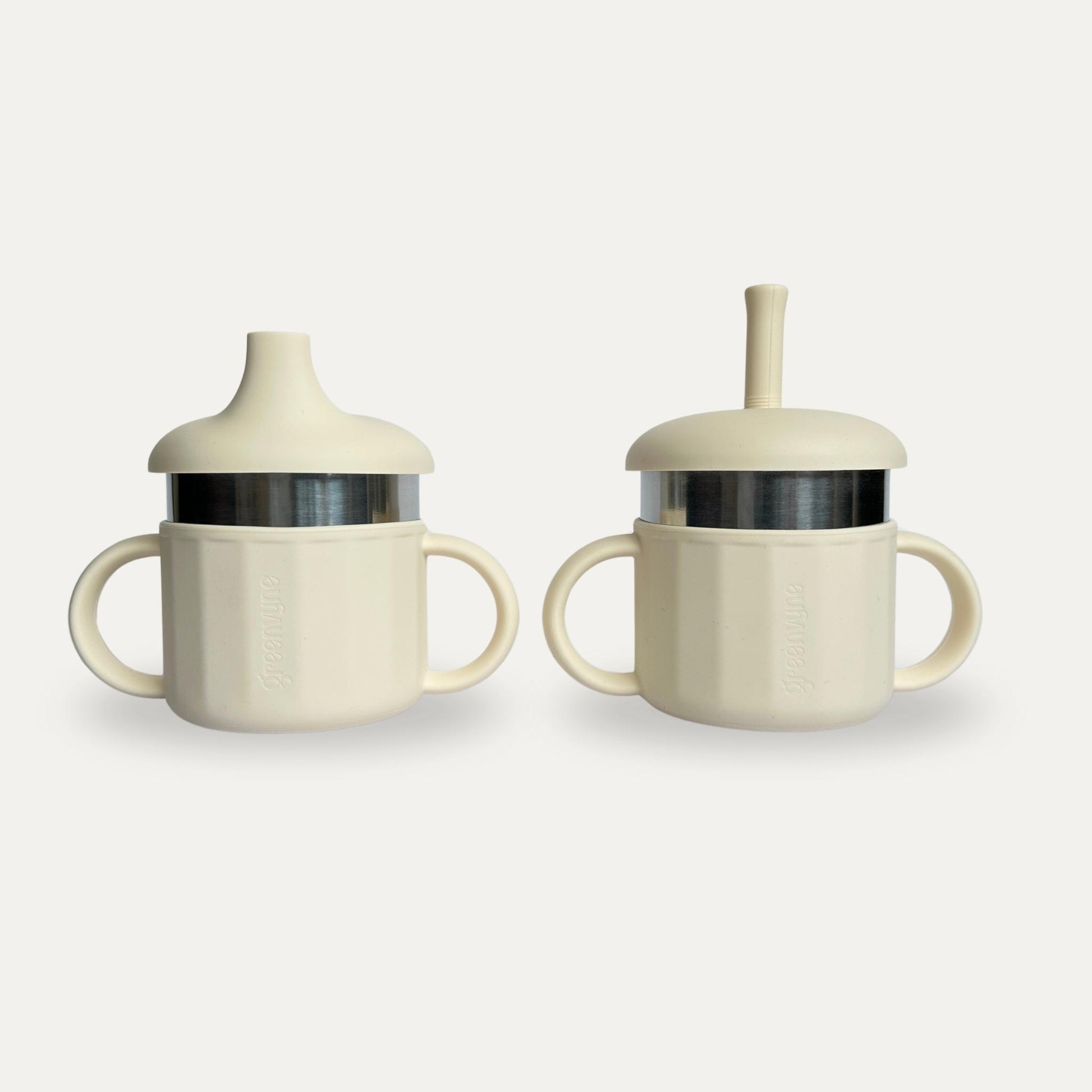Baby & Toddler stainless steel sippy cup in Cream colour, bpa free Greenvyne