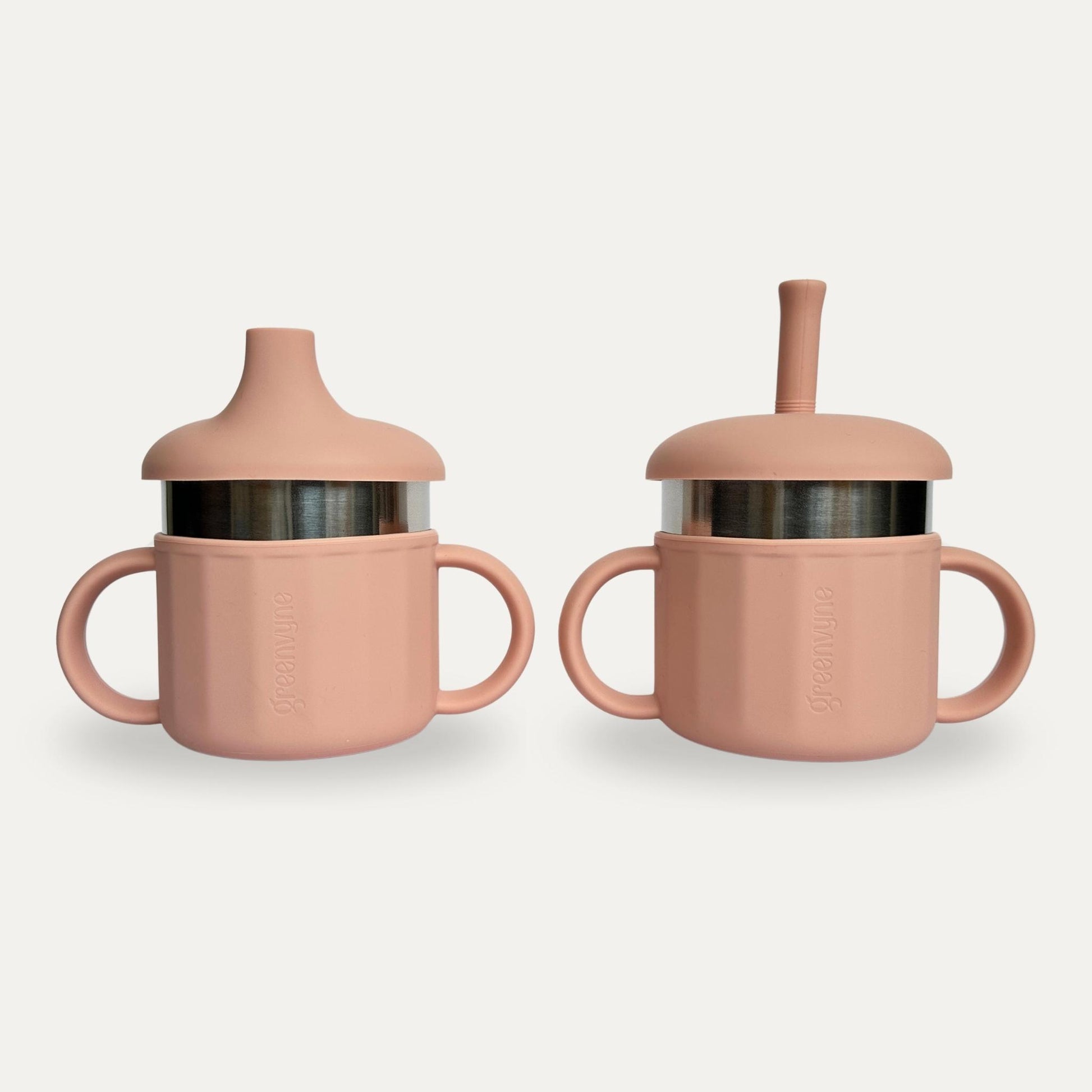 Baby & Toddler stainless steel sippy cup in Peach colour, bpa free Greenvyne