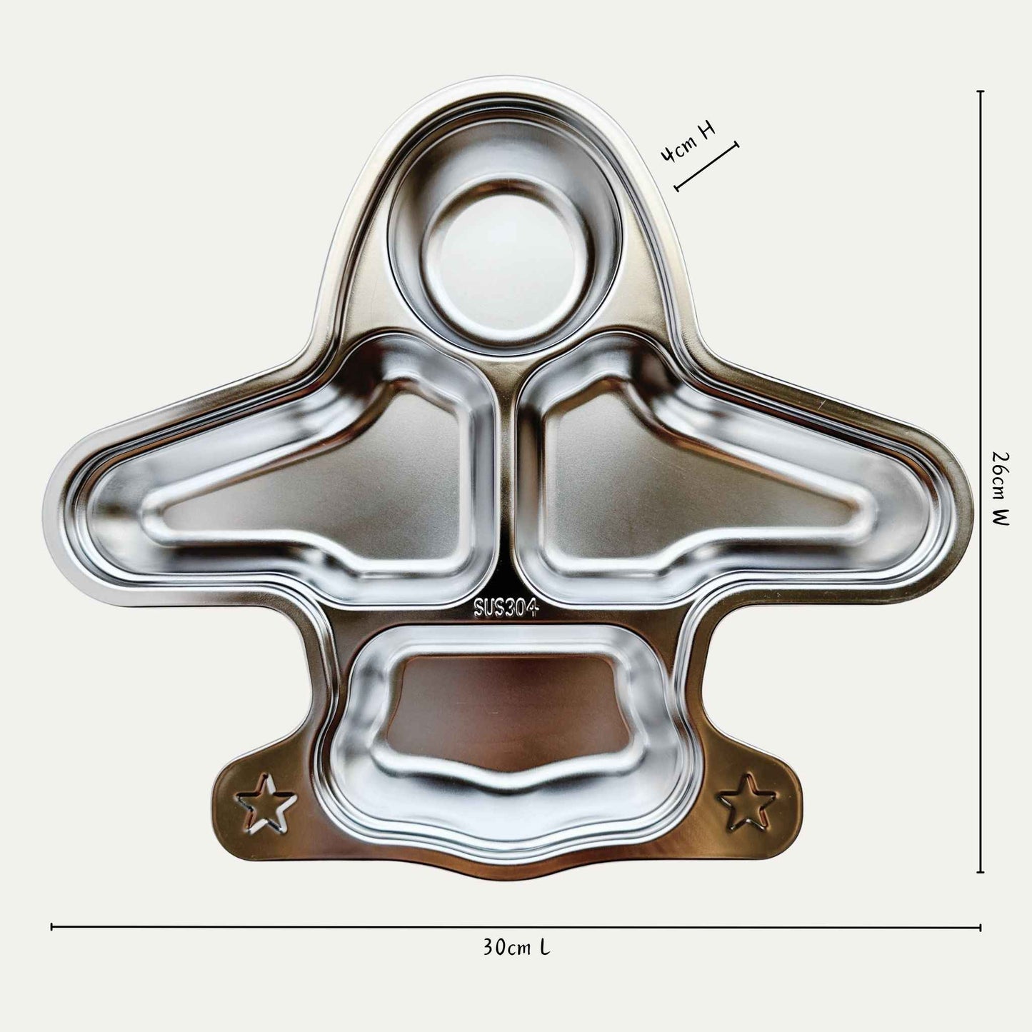 Baby and toddler stainless steel plane shape plate with dimensions - Greenvyne