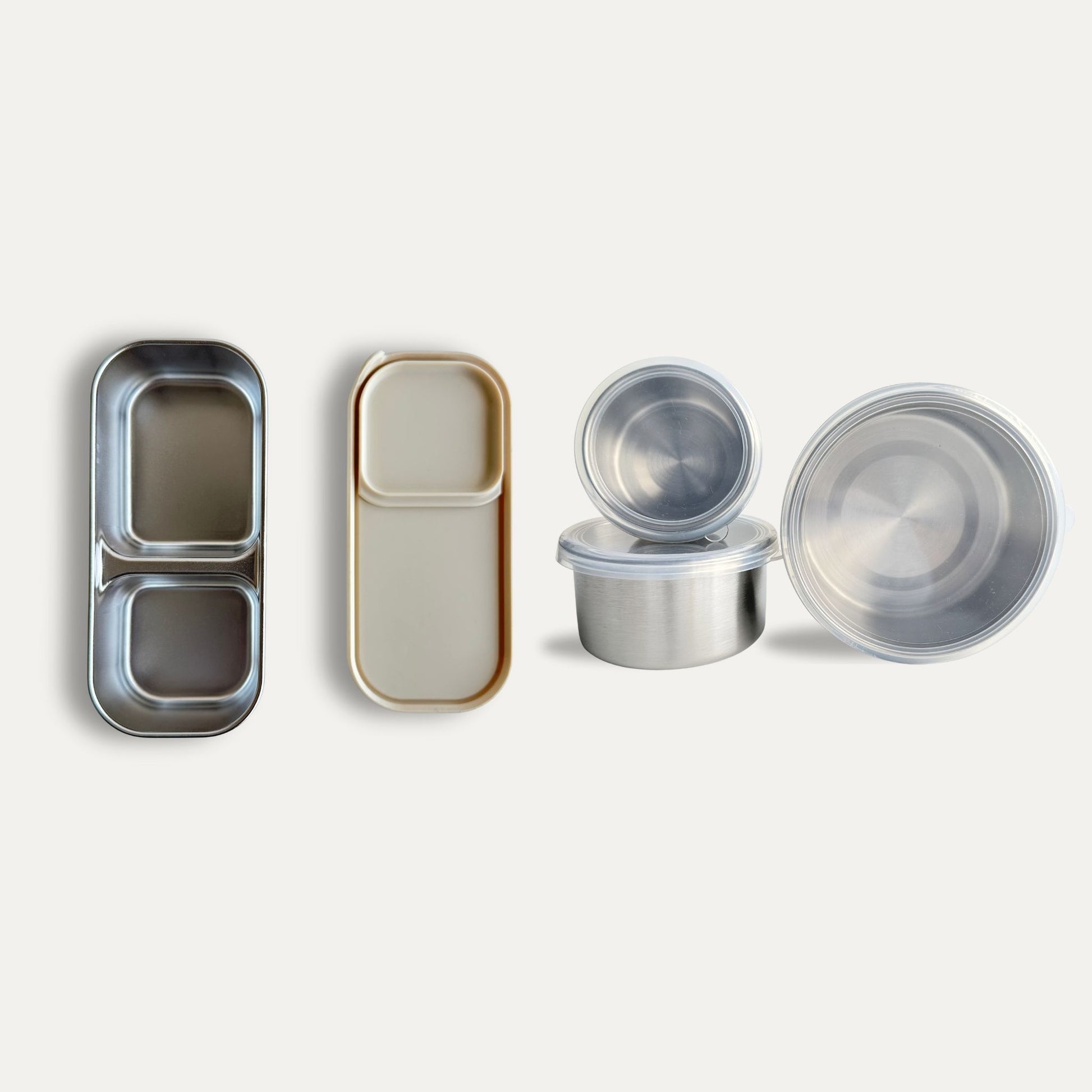 Stainless steel Kids snack box and food container bundle in Oatmeal - Greenvyne