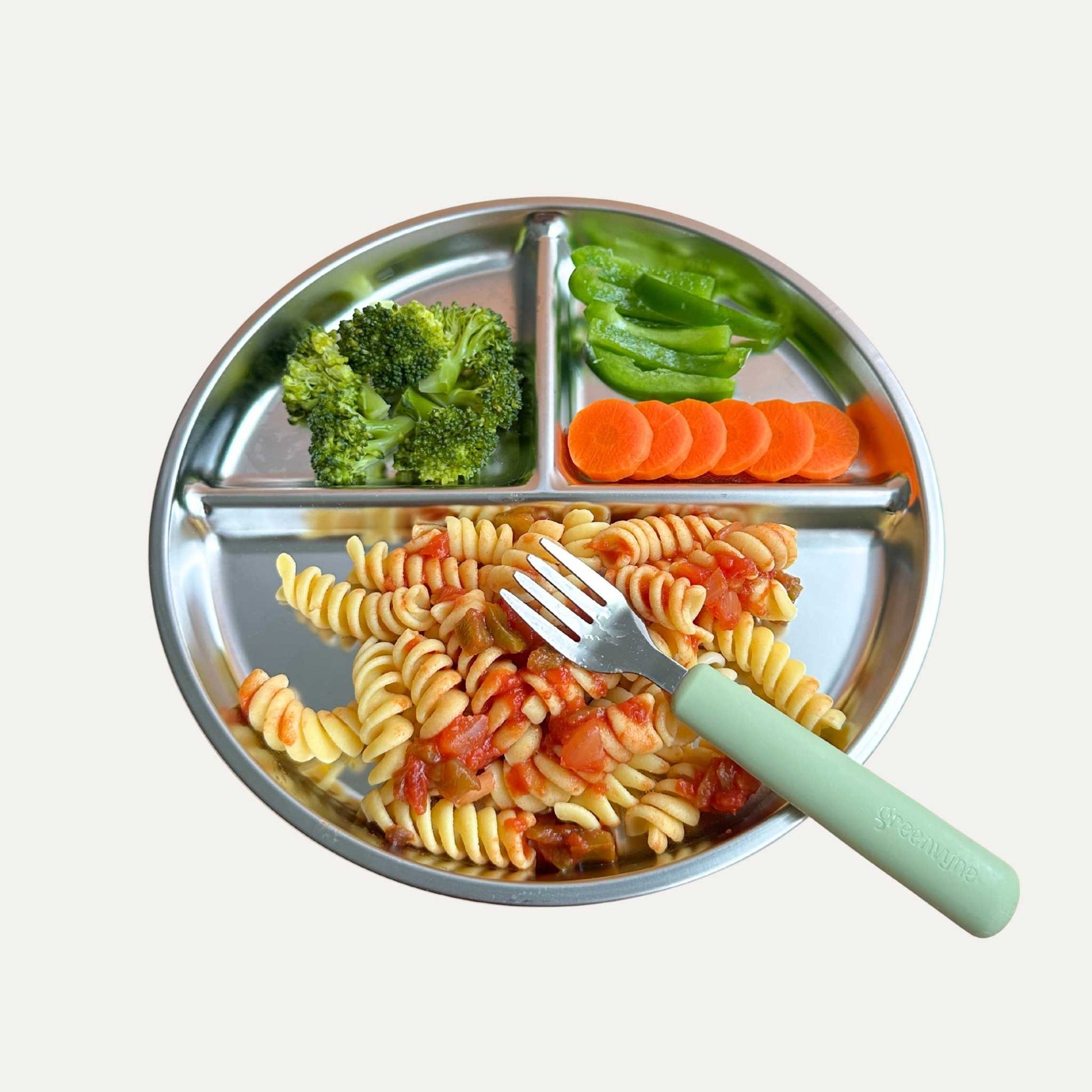 Toddler stainless-steel divided plate with food - Greenvyne