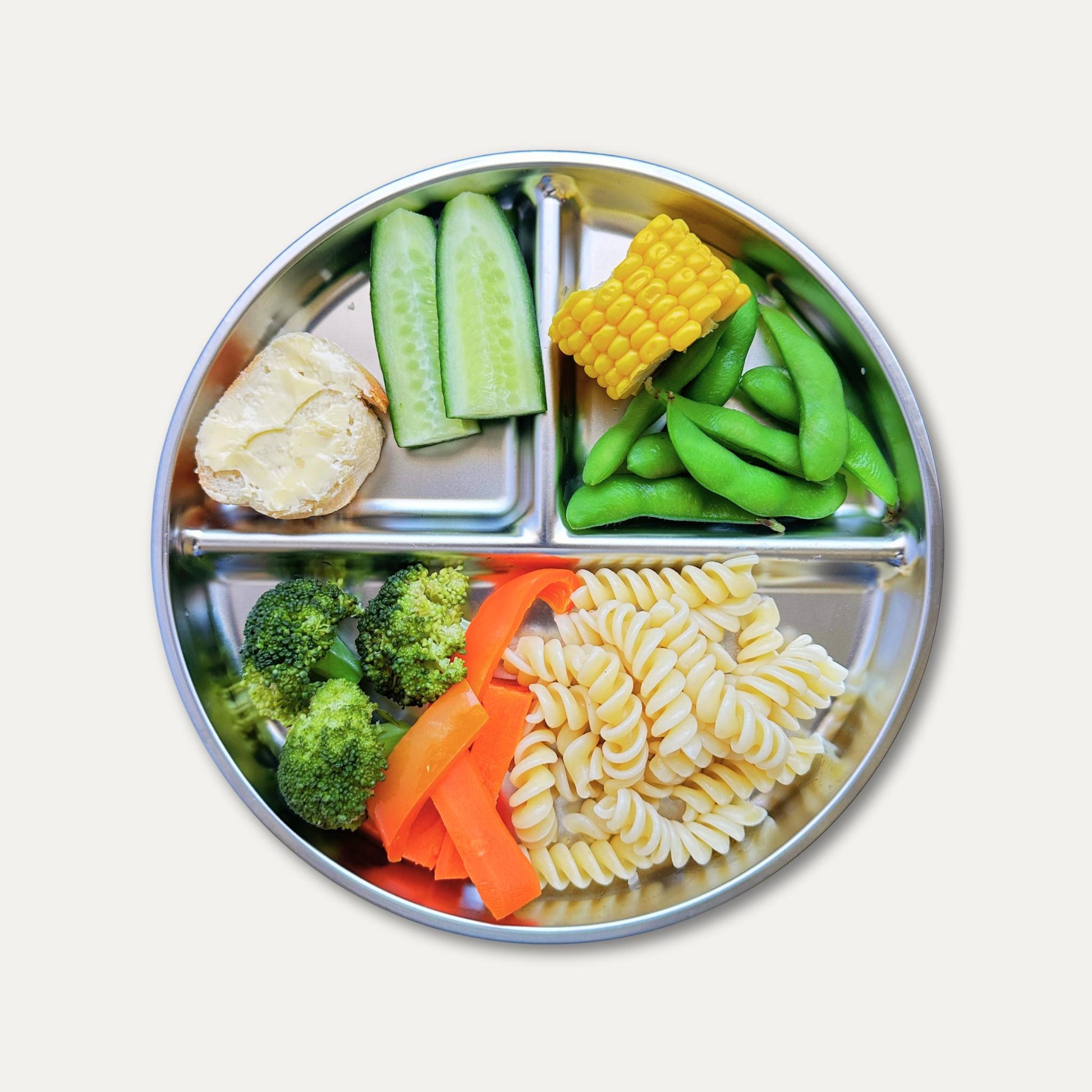 Toddler stainless-steel divided plate with food - Greenvyne