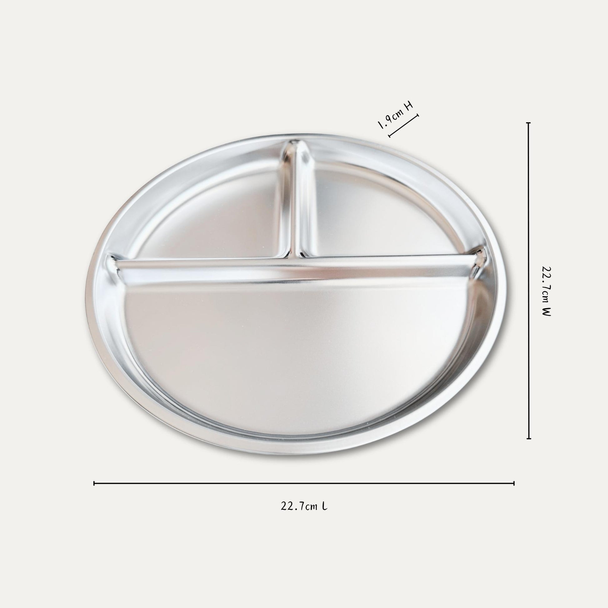 Baby and toddler divided plate stainless steel with dimensions