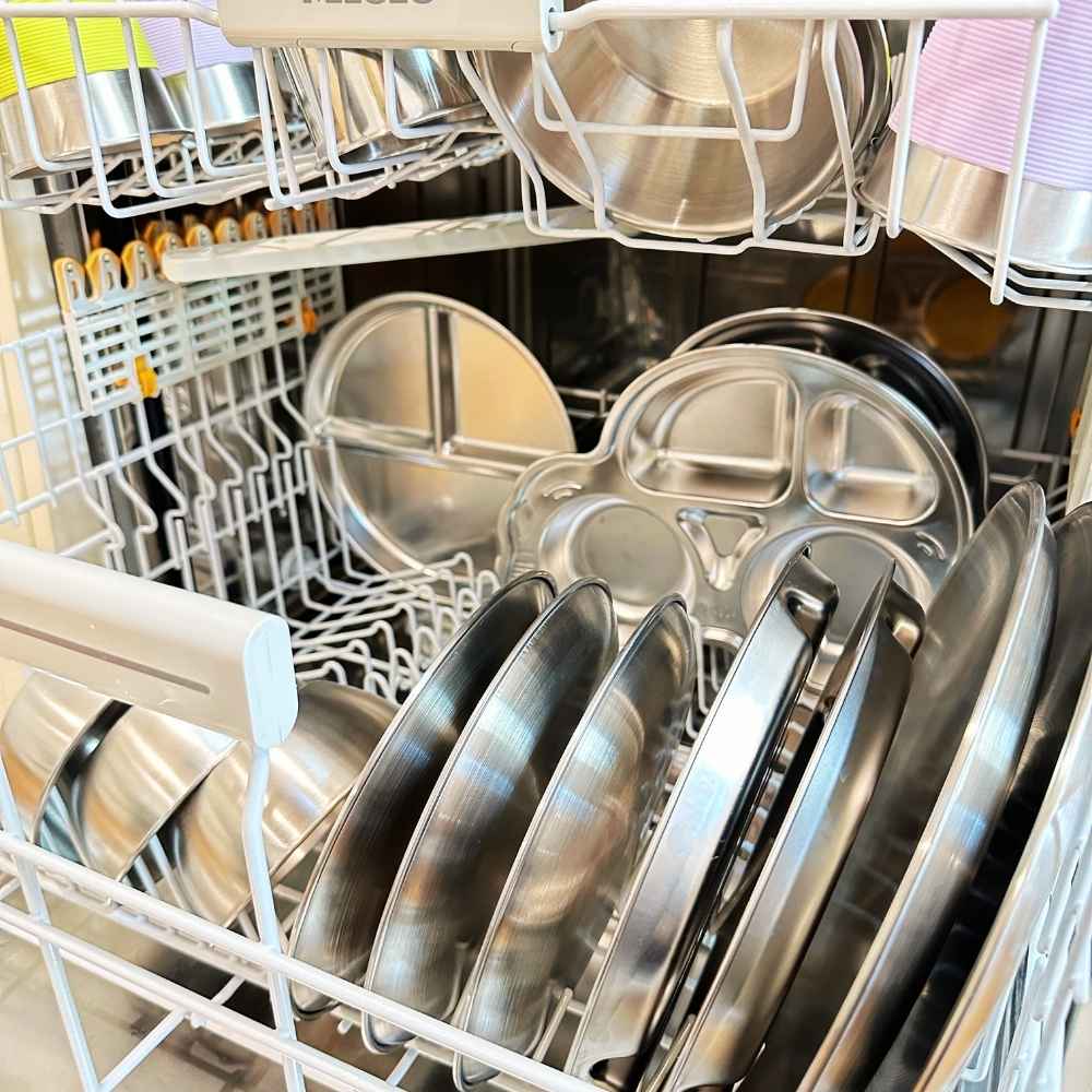 stainless steel kids plate dishwasher-safe stackable - Greenvyne
