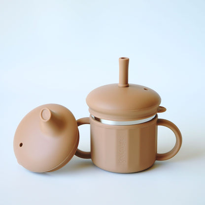 Baby & Toddler stainless steel sippy cup in Brown colour, bpa free Greenvyne