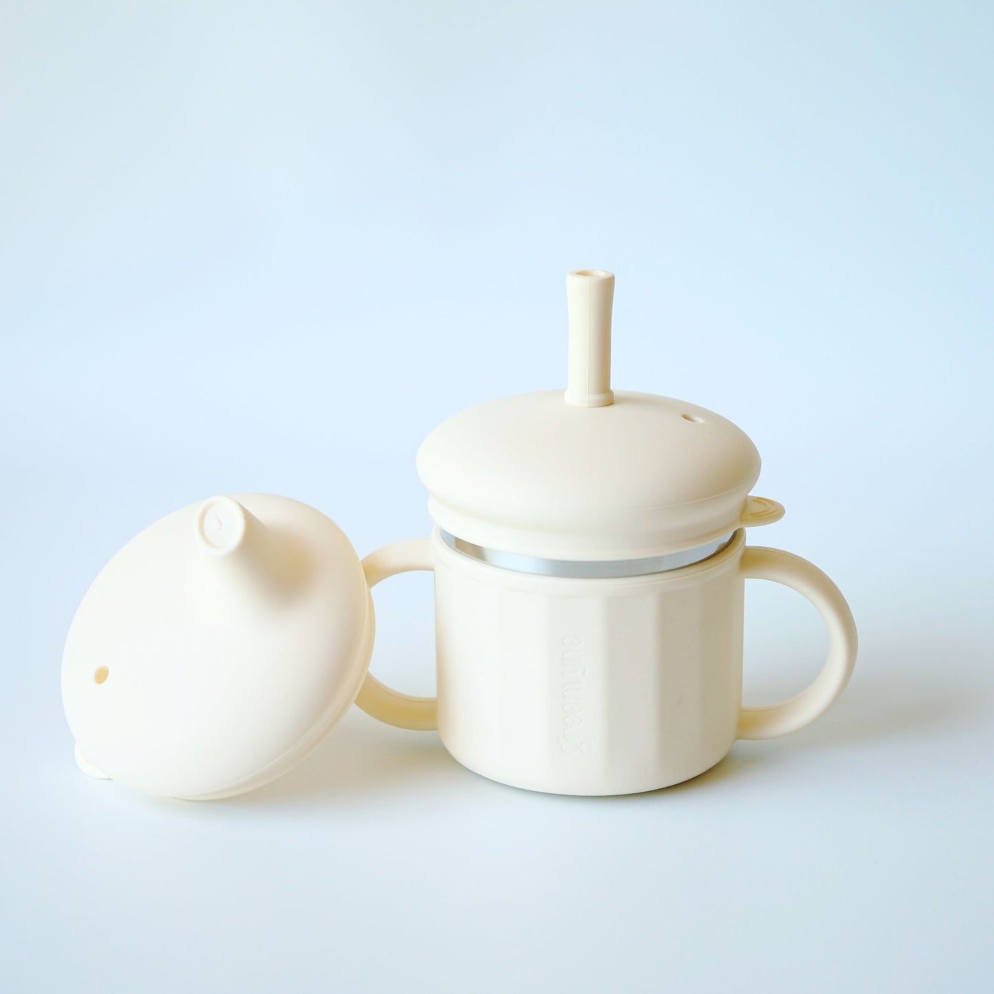 Baby & Toddler stainless steel sippy cup in Cream colour, bpa free Greenvyne