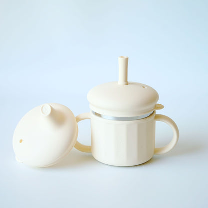 Baby & Toddler stainless steel sippy cup in Cream colour, bpa free Greenvyne