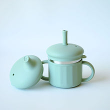 Baby & Toddler stainless steel sippy cup in Sage colour, bpa free Greenvyne