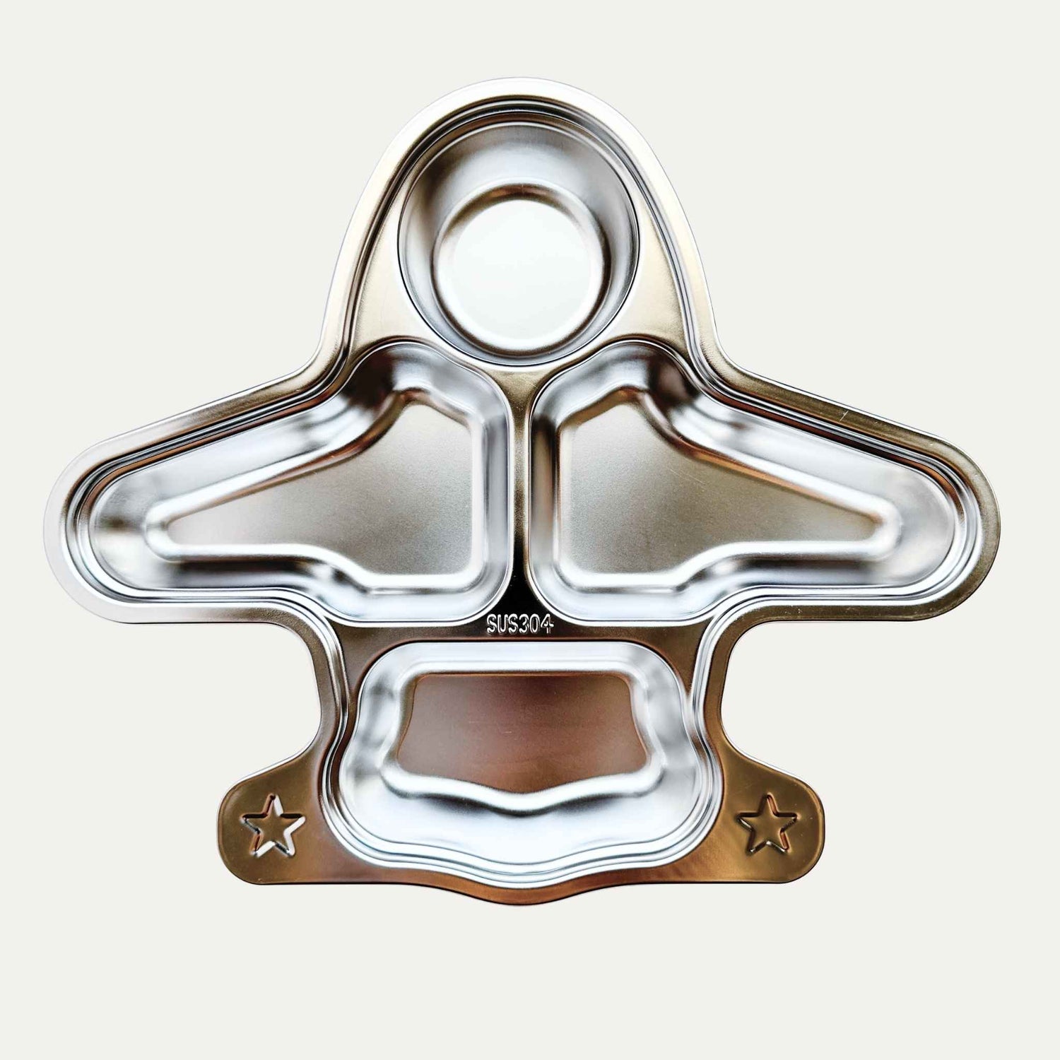 Kids stainless steel plane plate by Greenvyne – divided non-toxic toddler dish with four compartments