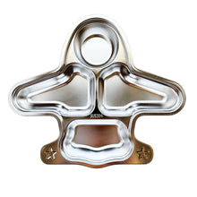Kids stainless steel plane plate by Greenvyne – divided non-toxic toddler dish with four compartments