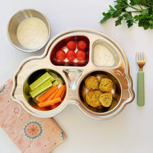 Baby and toddler stainless steel car suction plate for balanced portions—Greenvyne.