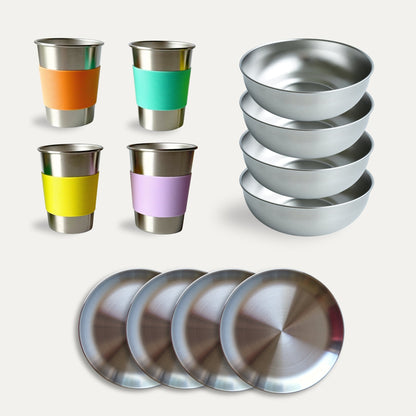 Kids Stainless Steel Dinnerware Bundle | 12 Piece Set