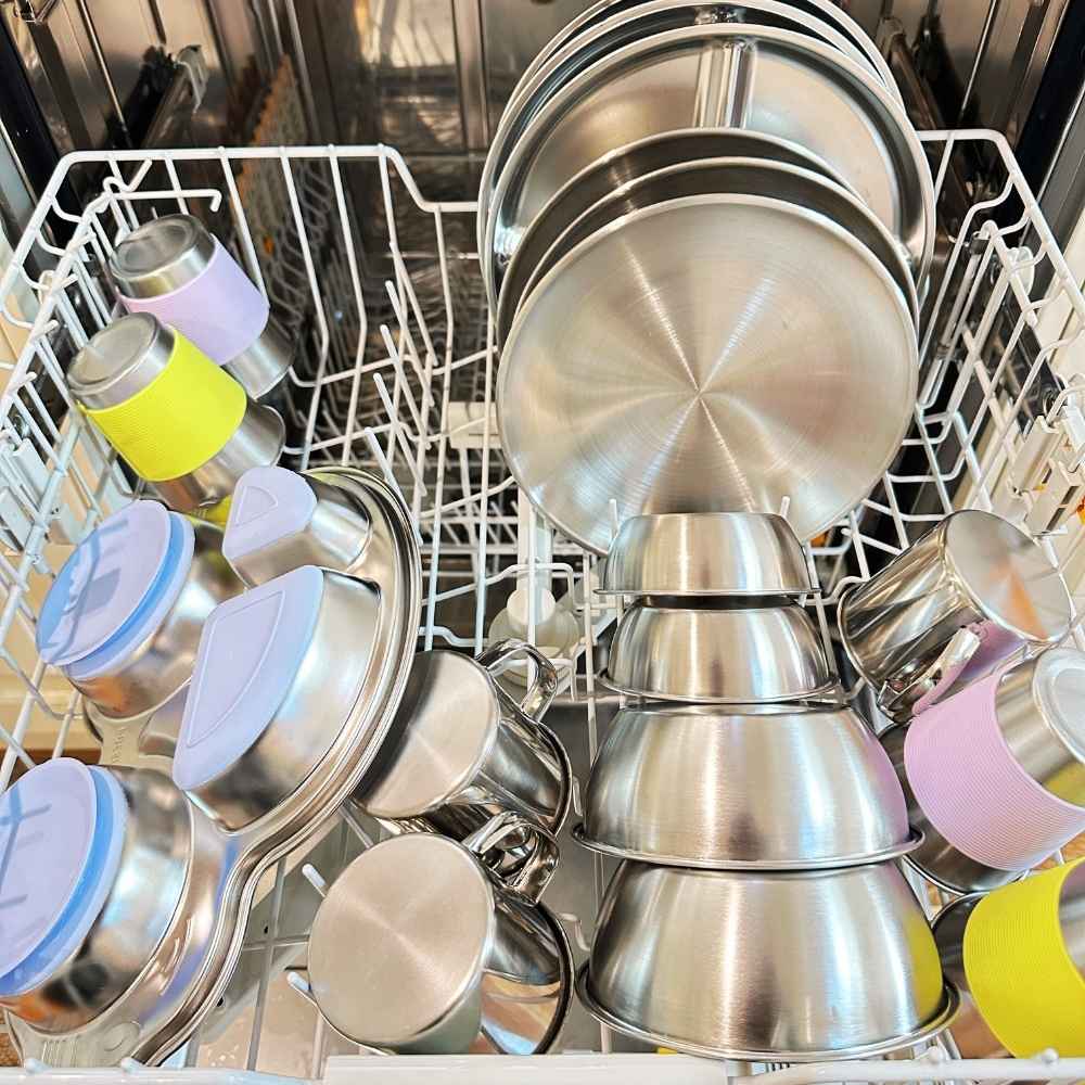 baby & toddler stainless steel tableware in dishwasher top rack - Greenvyne