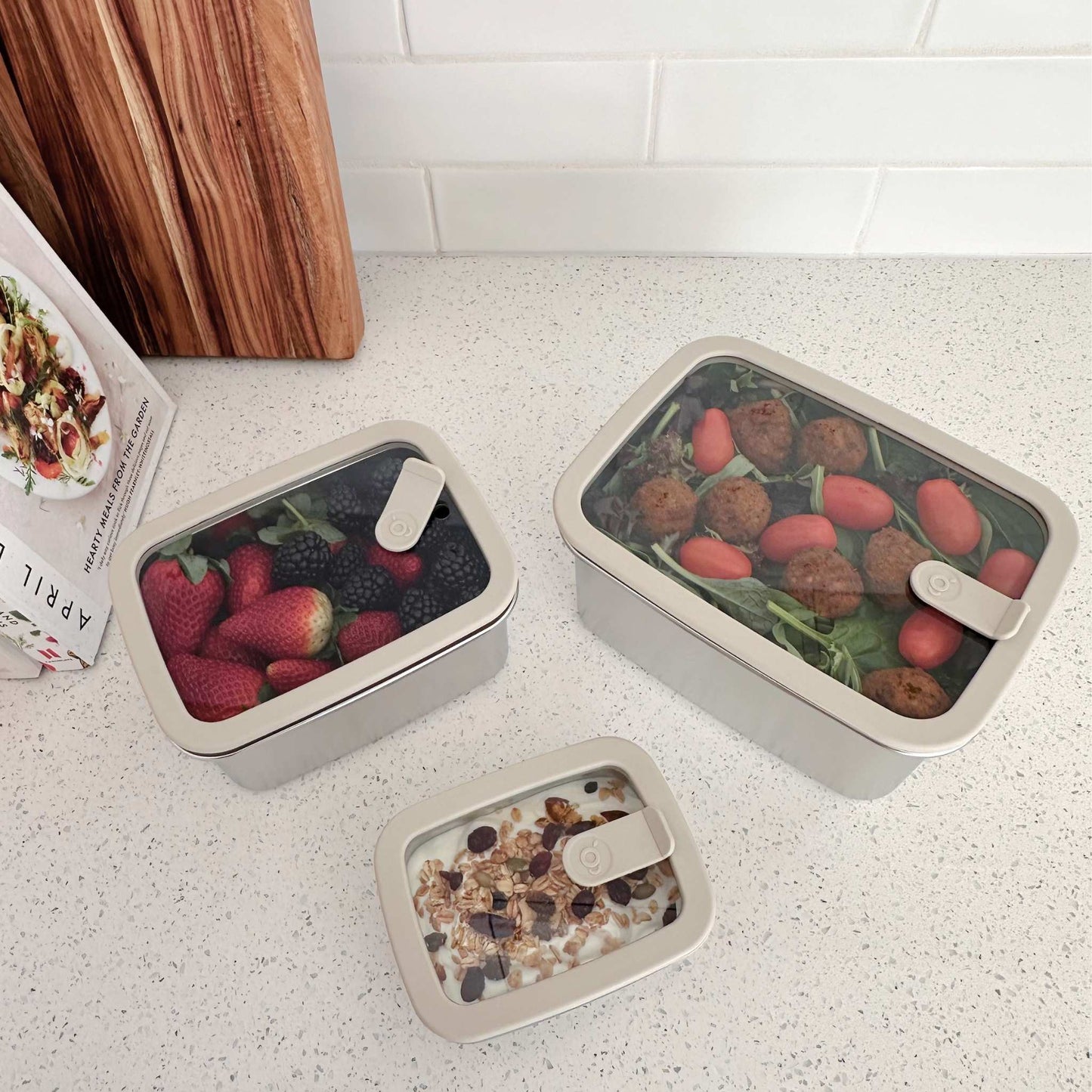 Microwave Safe Stainless Steel Food Containers | Rectangular 3pc