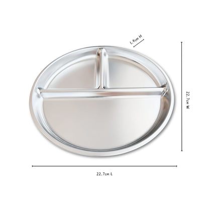 Size diagram of 20 cm stainless-steel compartment plate