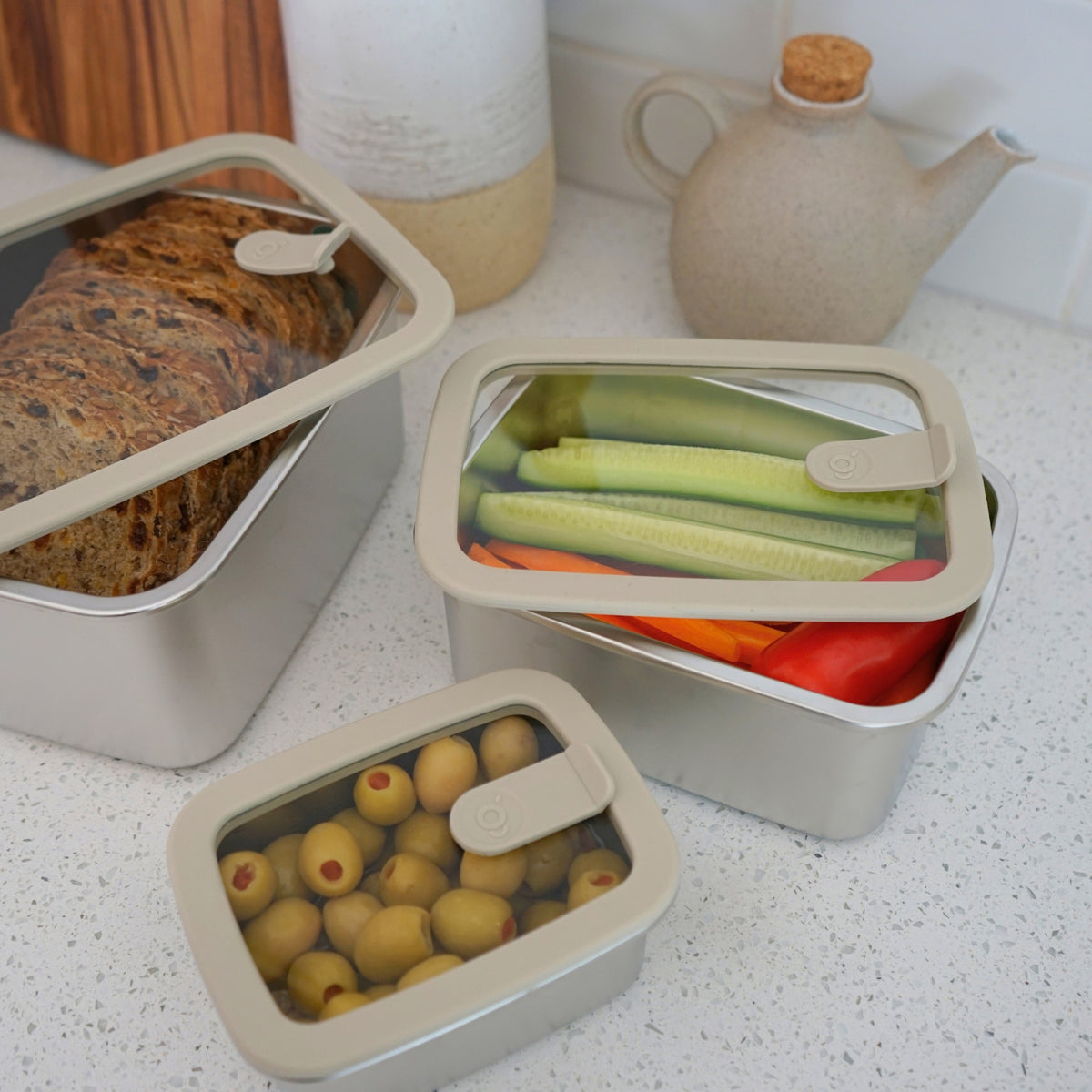 Microwave Safe Stainless Steel Food Containers | Rectangular 3pc