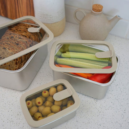 Microwave Safe Stainless Steel Food Containers | Rectangular 3pc